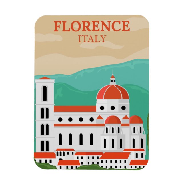 Ímã Vintage Florence Itália Viagem Souvenir Magnet (Vertical)