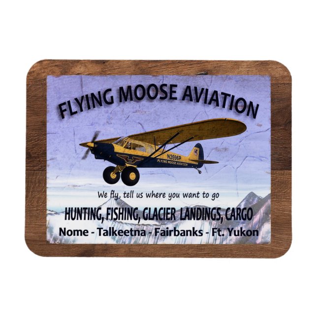 Ímã Vintage Flying Moose Aviation Sign (Horizontal)
