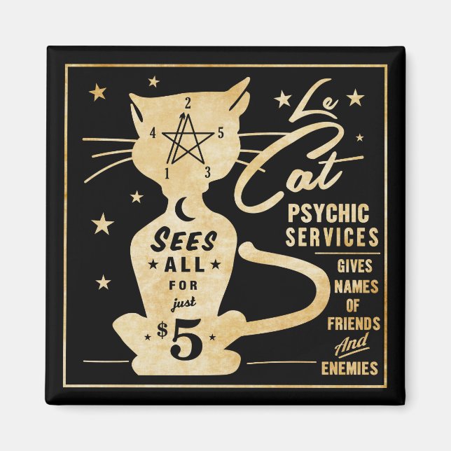 Imã Vintage Fortune Telling Design - Le Cat (Frente)