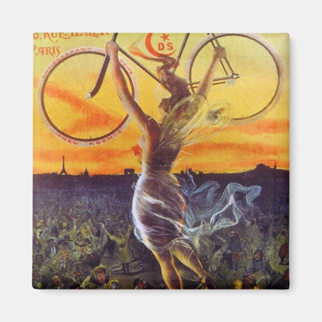 Imã Vintage French Bicycle Art (Frente)