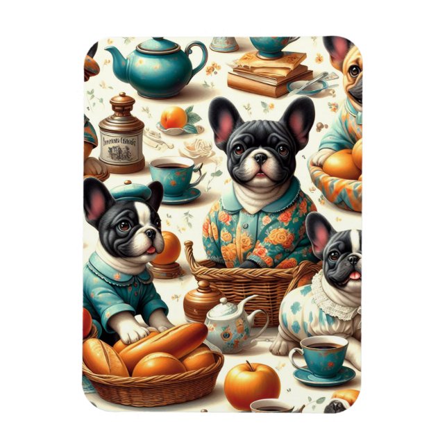 Ímã Vintage French Bulldog Seamless (Vertical)
