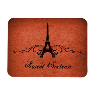 Ímã Vintage French Flourish Sweet 16 Magnet, Orange
