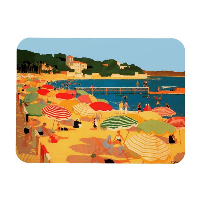 Ímã Vintage French Riviera Beach (Horizontal)
