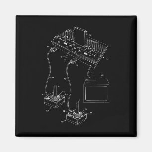Imã Vintage Gaming Diagrama - Video Game Joystick Cont