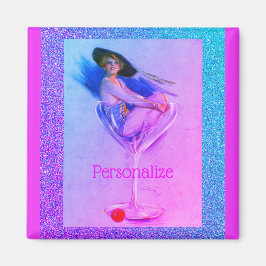 Imã Vintage, garota suja de martini, coquetel fofo