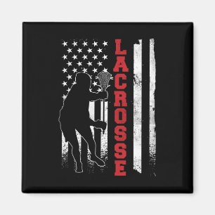 Imã Vintage Gift Lacrosse American Flag Lax - Uni-adul