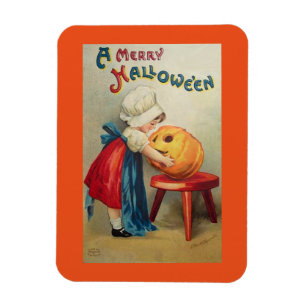 Ímã Vintage Girl And Pumpkin