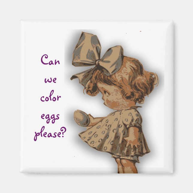 Imã Vintage Girl With Egg (Frente)