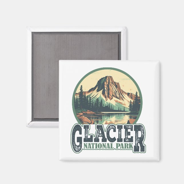 Imã Vintage Glacier National Park - Viagem Postcard (Front/Back)