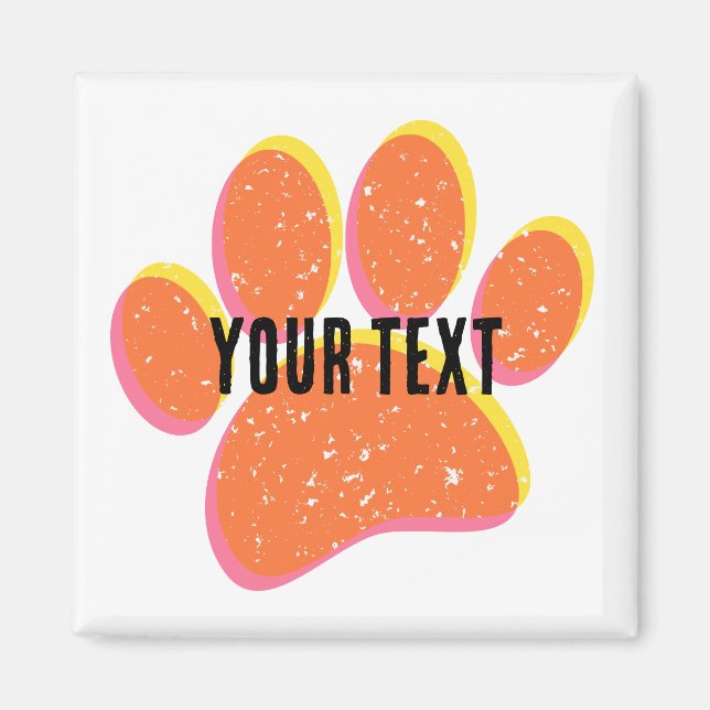 Imã Vintage Grainy Dog Pawprint (Frente)