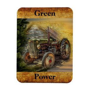 Ímã Vintage Green Trator Rustic Old Barn