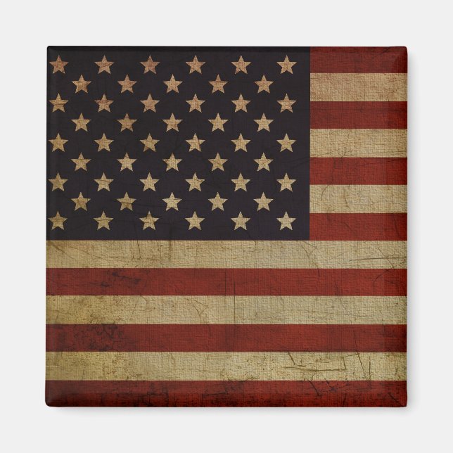 Imã Vintage Grunge American Flag Magnet (Frente)