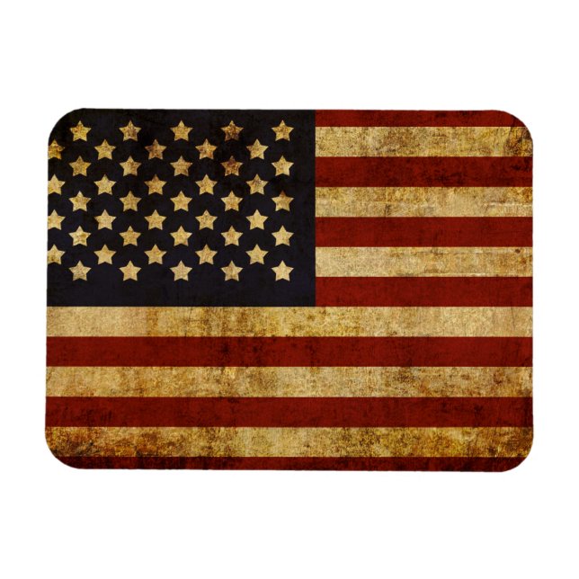 Ímã Vintage Grunge Patriotic USA Flag Americano (Horizontal)