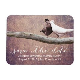 Ímã Vintage Grunge Wedding Pigeons Birds Salvar Data