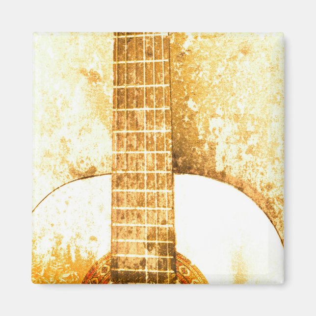 Imã Vintage Guitar Dourado Magnet (Frente)