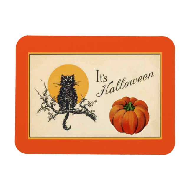 Ímã Vintage Halloween Cat (Horizontal)
