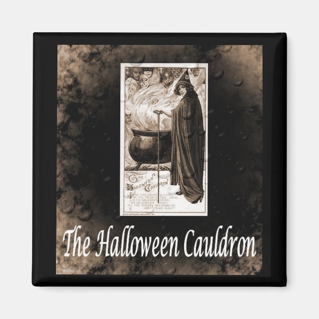 Imã Vintage Halloween Cauldron (Frente)