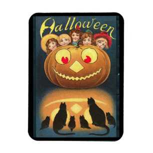 Ímã Vintage Halloween Crianças Escondendo-Se Por Trás