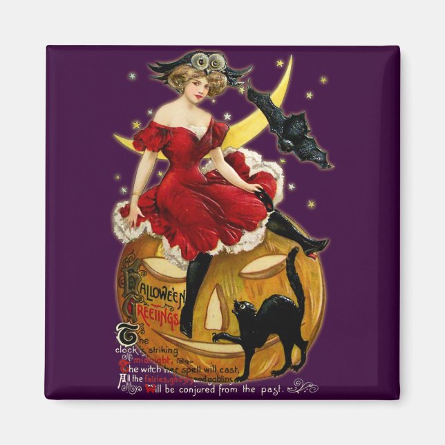 Imã Vintage Halloween Girl (Frente)