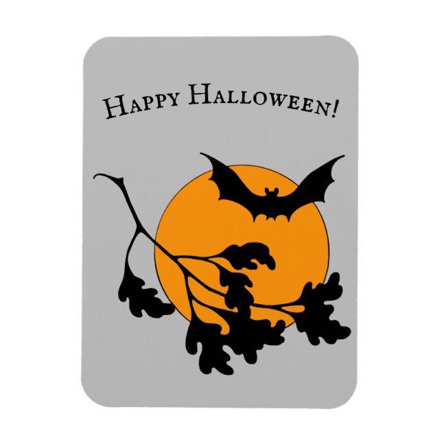 Ímã Vintage Halloween Orange Moon Flying Bats (Vertical)