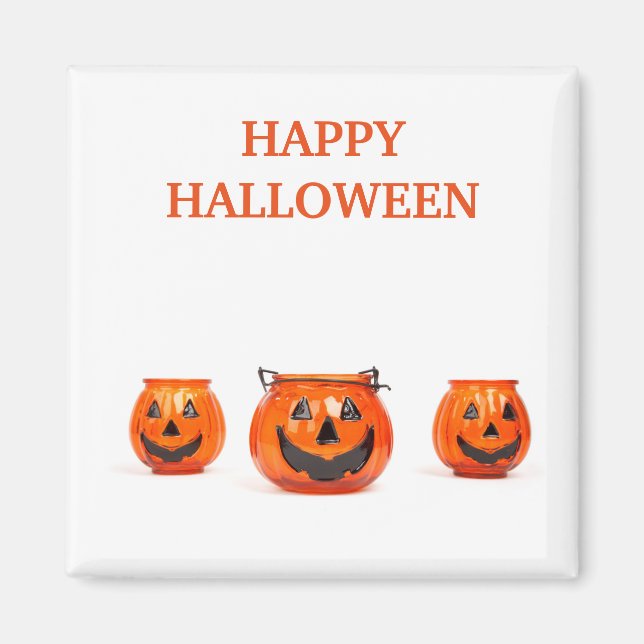 Imã Vintage Halloween Orange Pumpkin (Frente)