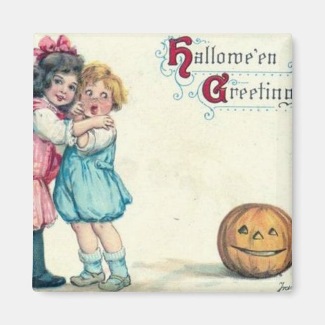 Imã Vintage Halloween Saudação (Frente)