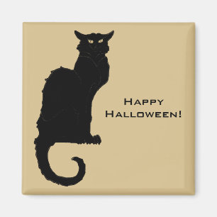 Imã Vintage Halloween, Spooky Art Nouveau Black Cat