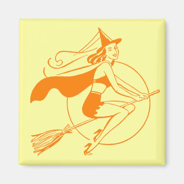 Imã Vintage Halloween Witch (Frente)