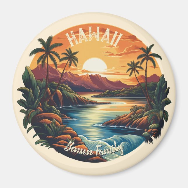 Imã Vintage Hawaii Tropical Beach Viagem Fridge (Frente)