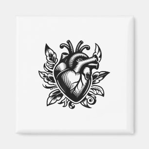 Imã Vintage Heart Old School Love Tattoo Style Valenti