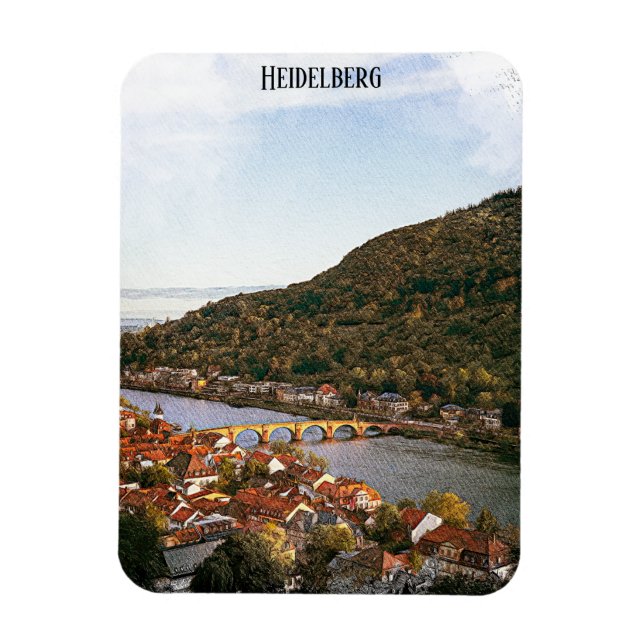 Ímã Vintage Heidelberg Alemanha City View (Vertical)