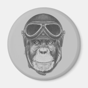 Imã Vintage Helmet Chimpanzee