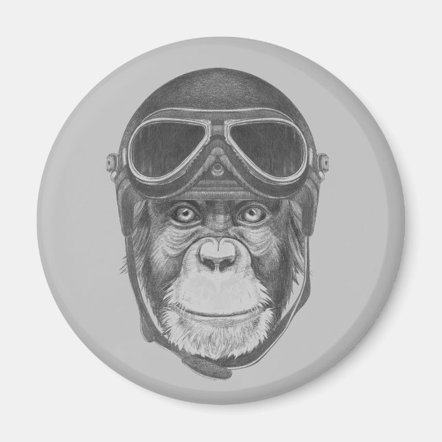 Imã Vintage Helmet Chimpanzee (Frente)