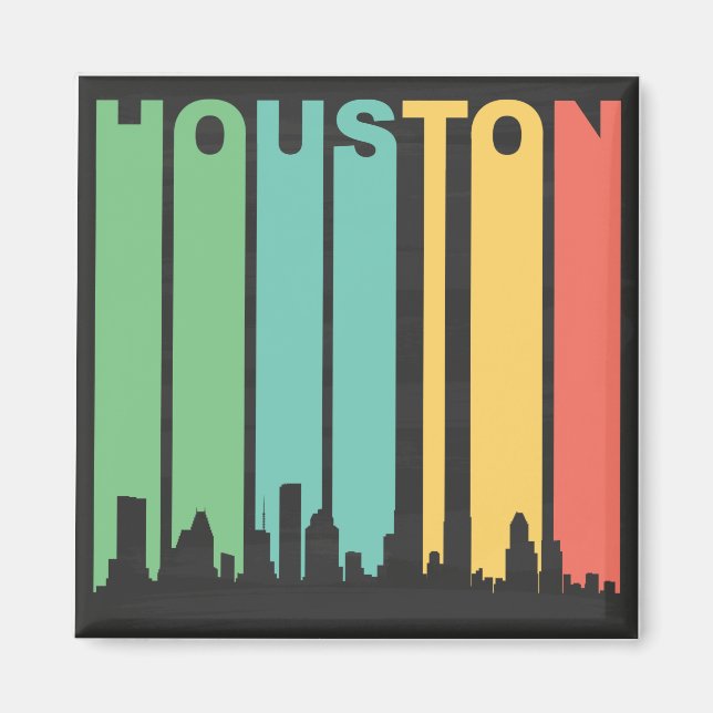 Imã Vintage Houston Cityscape (Frente)