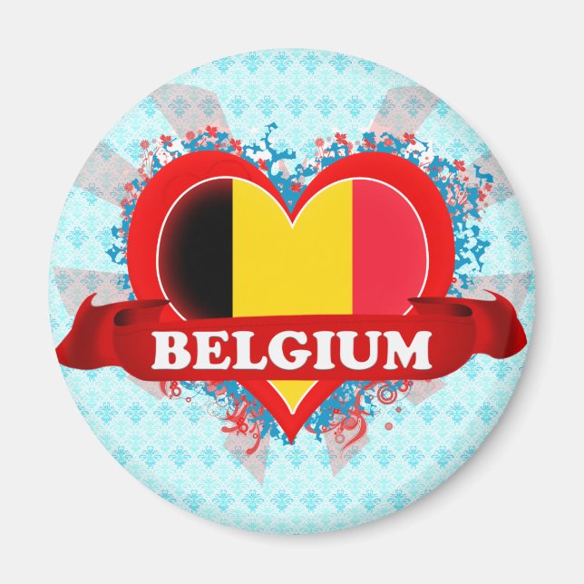 Imã Vintage I Love Belgium (Frente)