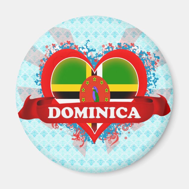 Imã Vintage I Love Dominica (Frente)