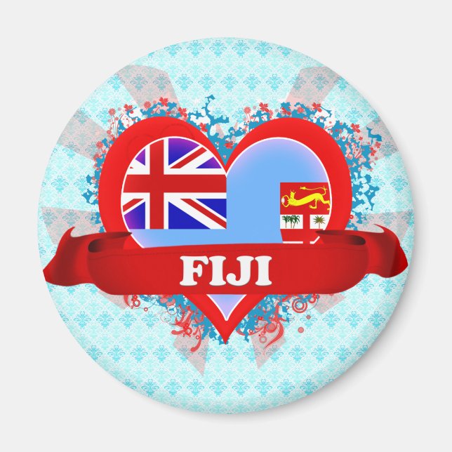 Imã Vintage I Love Fiji (Frente)