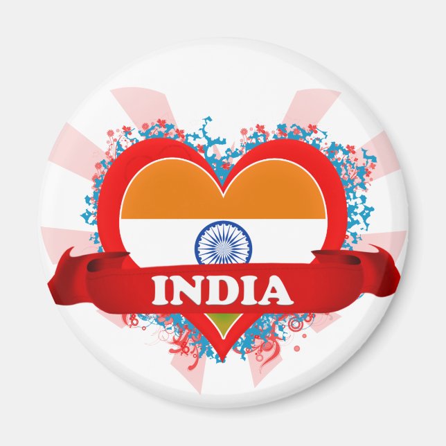 Imã Vintage I Love India (Frente)
