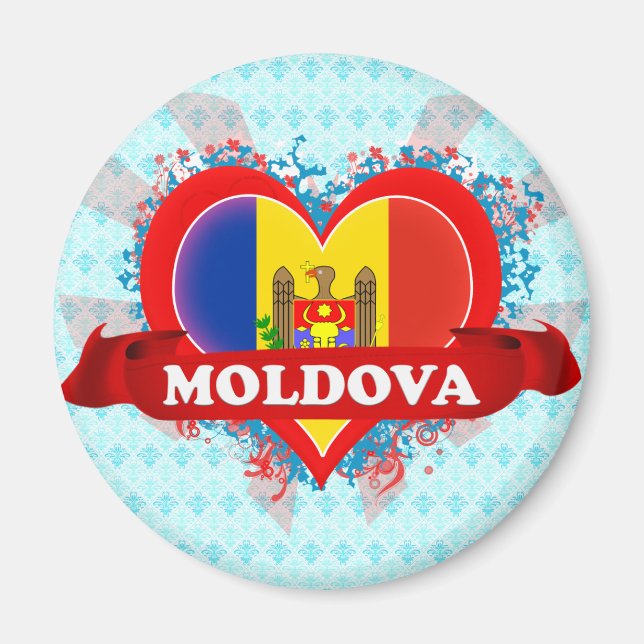 Imã Vintage I Love Moldova (Frente)