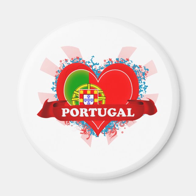 Imã Vintage I Love Portugal (Frente)