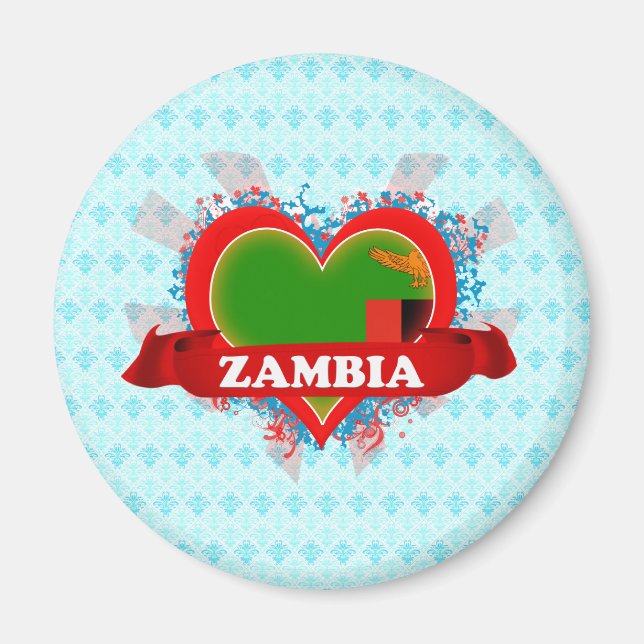 Imã Vintage I Love Zambia (Frente)