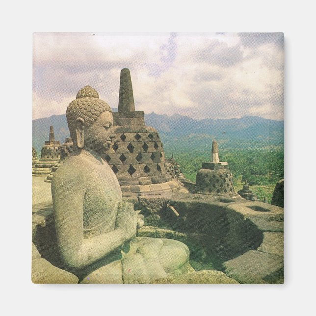 Imã Vintage Indonésia, templo budista Borobodur (Frente)