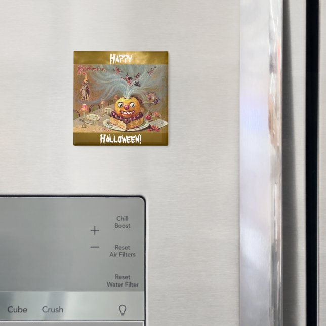 Imã Vintage Jack o'Lanterna com Bruxas (In Situ (Fridge))