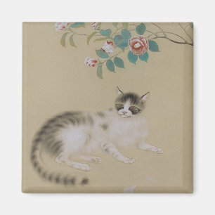 Imã Vintage Japanese Cat Painted Magnet