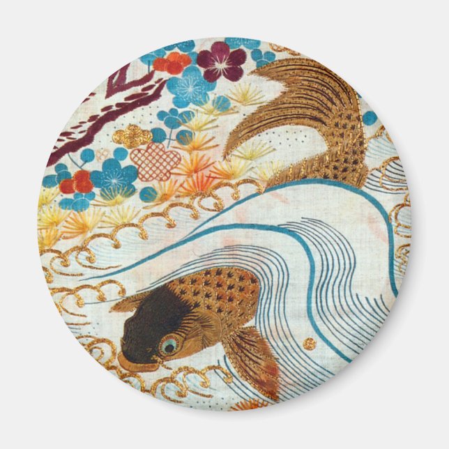 Imã Vintage Japonês Carp and Running Water (Frente)