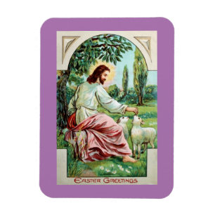 Ímã Vintage Jesus com o Íman de carneiros