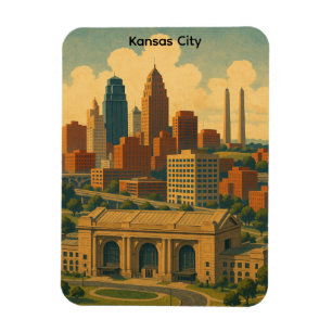 Ímã Vintage Kansas City Silhouette Skyline