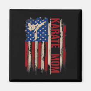 Imã Vintage Karate Mãe Americana Bandeira Do Kick Gift