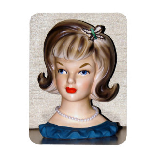 Ímã Vintage Lady Head Vase Butterfly Hair Ornament