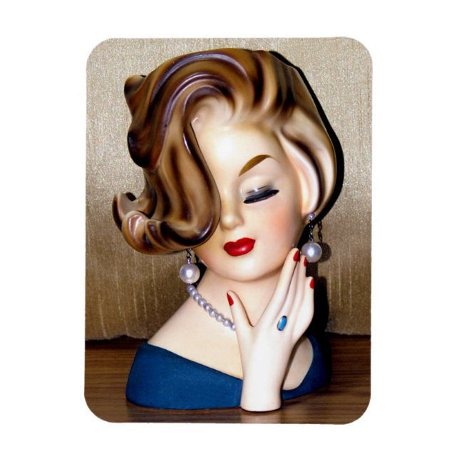 Ímã Vintage Lady Head Vase Sacudir Hairdo Ring (Vertical)